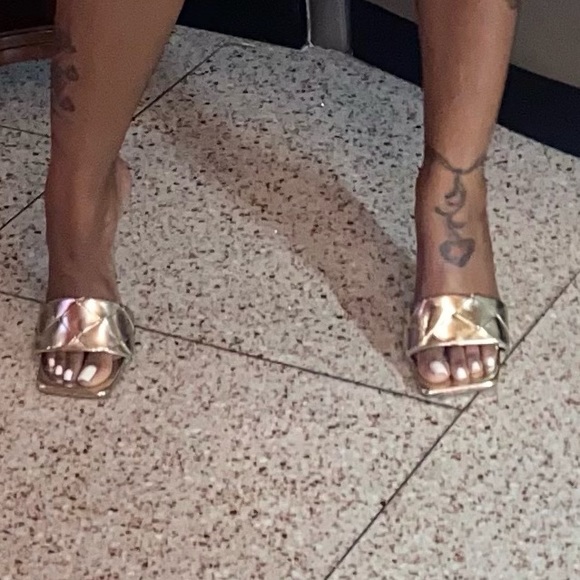 Fashion Nova Heels- Cut You Off Mules- Gold - Picture 12 of 12